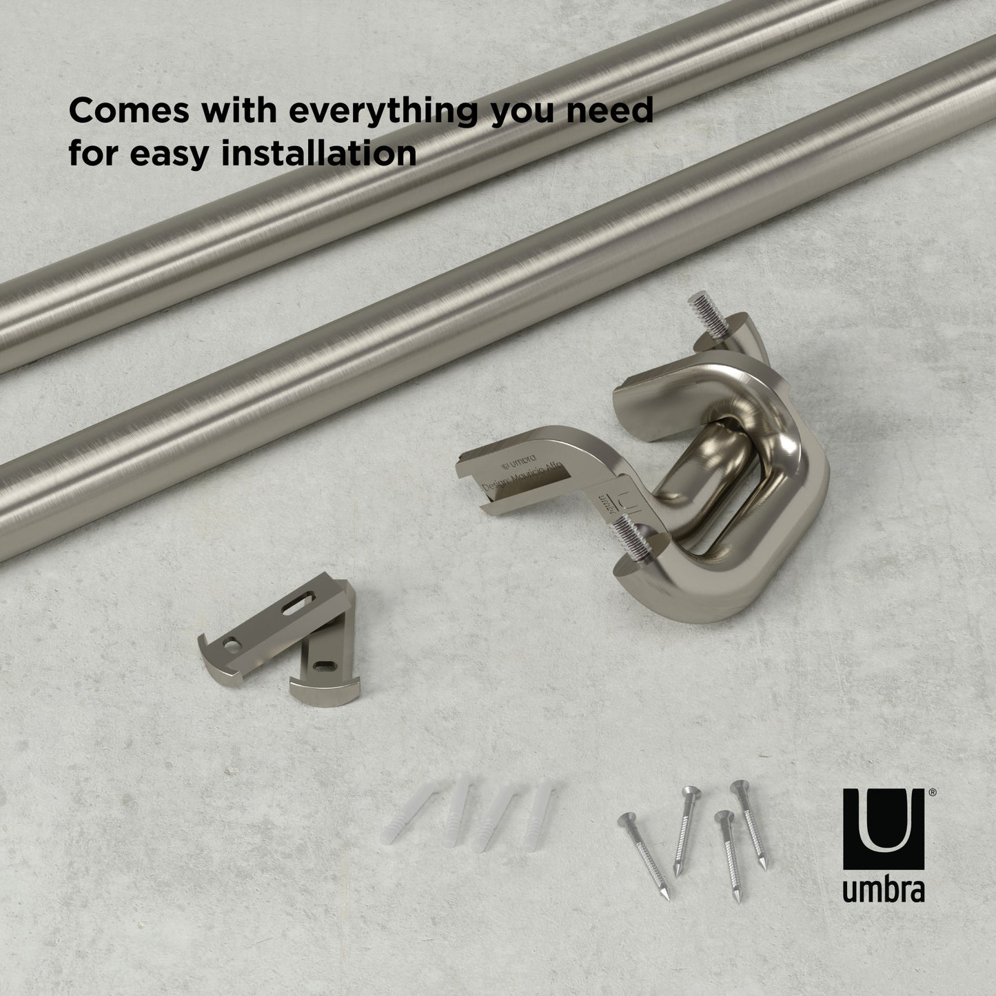 トワイライト カーテンロッド 71.2-121.9cm ニッケル