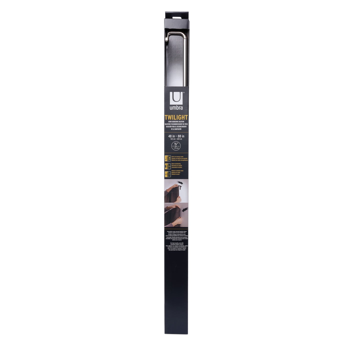 トワイライト カーテンロッド 121.9-223.5cm ニッケル