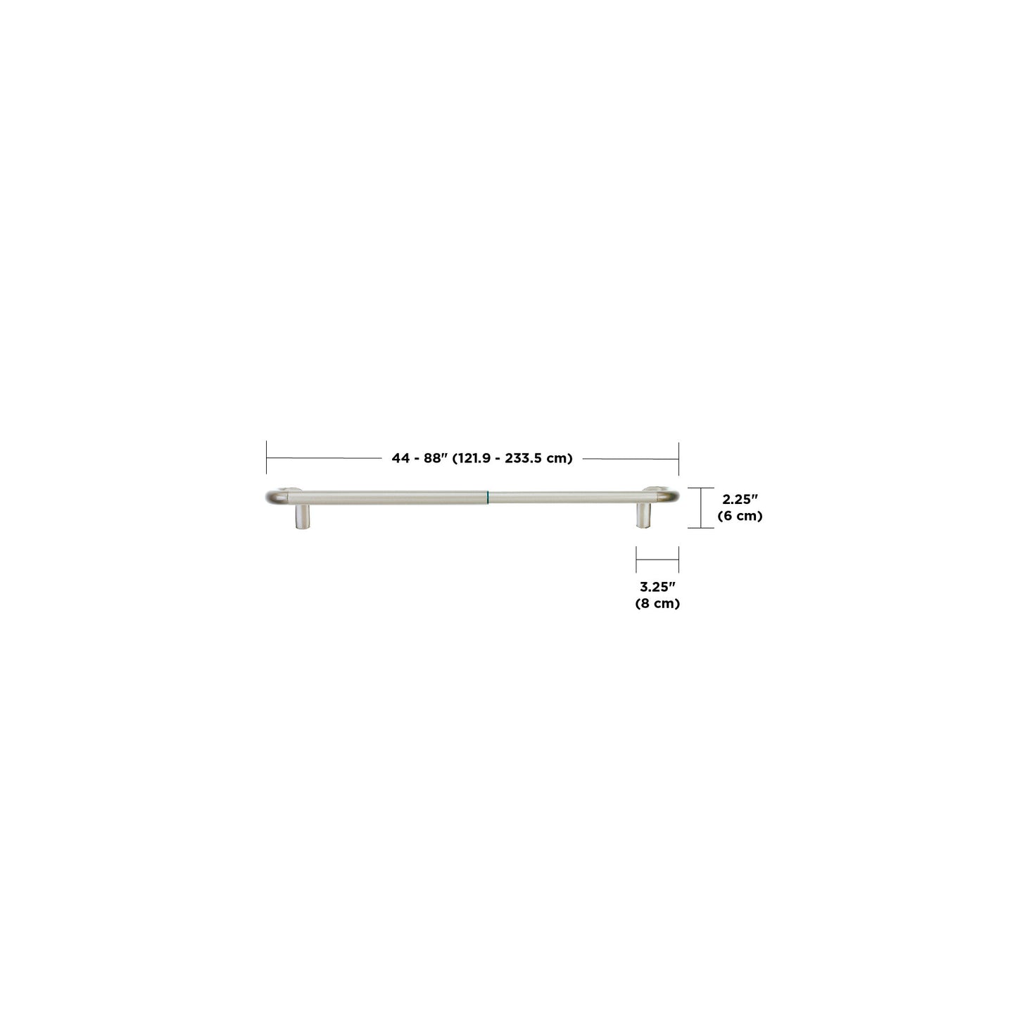 トワイライト カーテンロッド 121.9-223.5cm ニッケル
