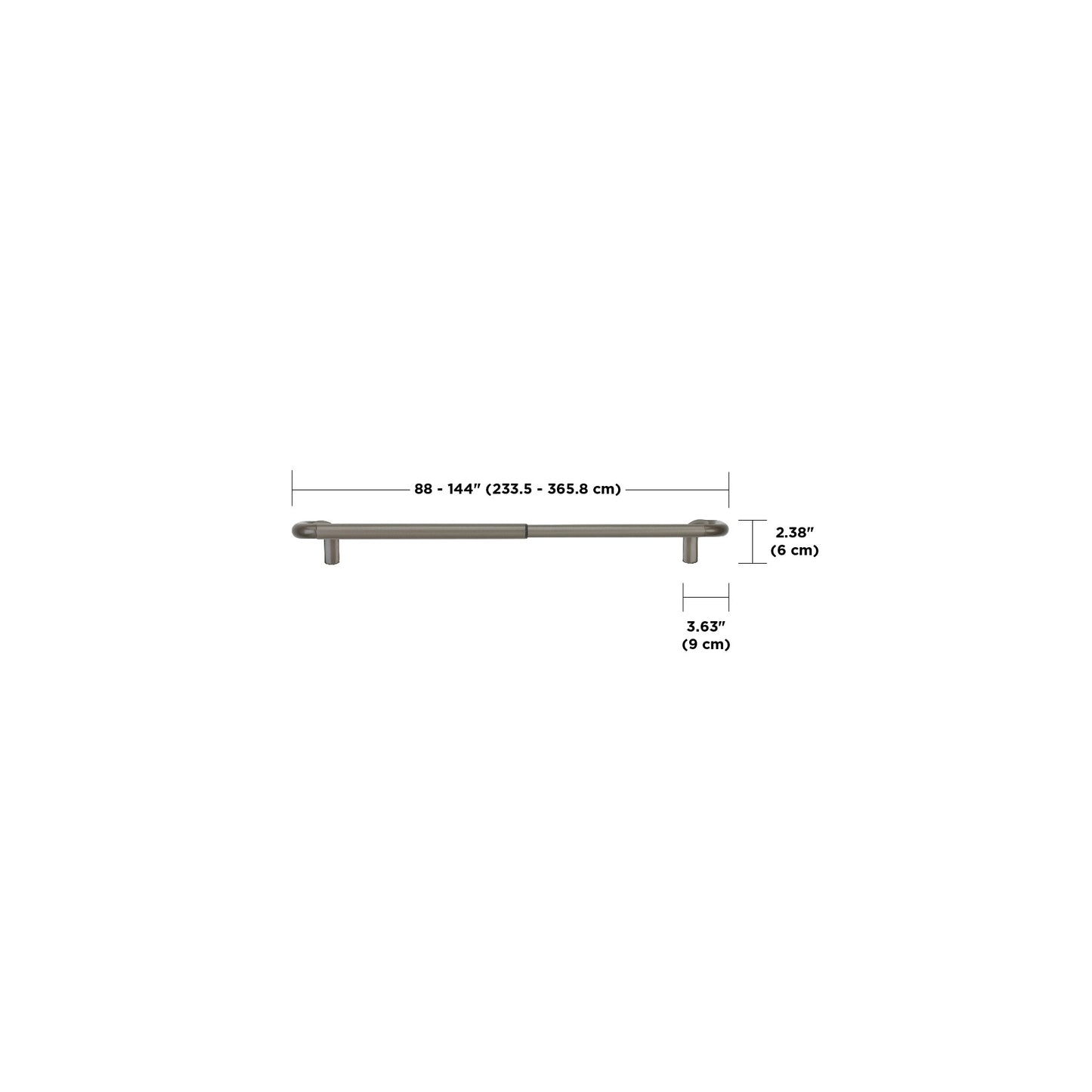 トワイライト カーテンロッド 223.5-365.7cm ニッケル